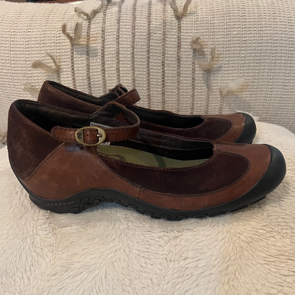 Merrell performance Plaza Mary Jane Saddle Leather brown Women size 7.5